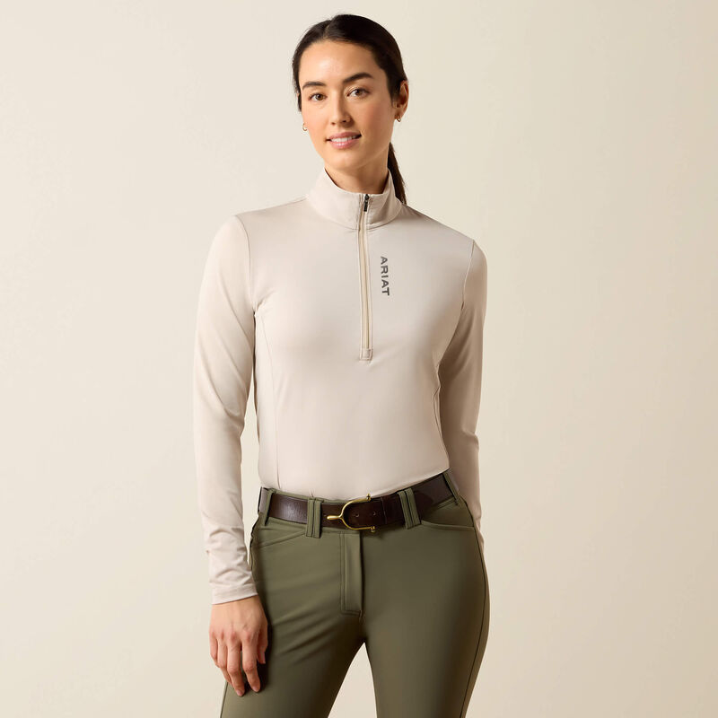 Ariat Lunaveil 1/2 Zip Baselayer in Chateau Grey, front view