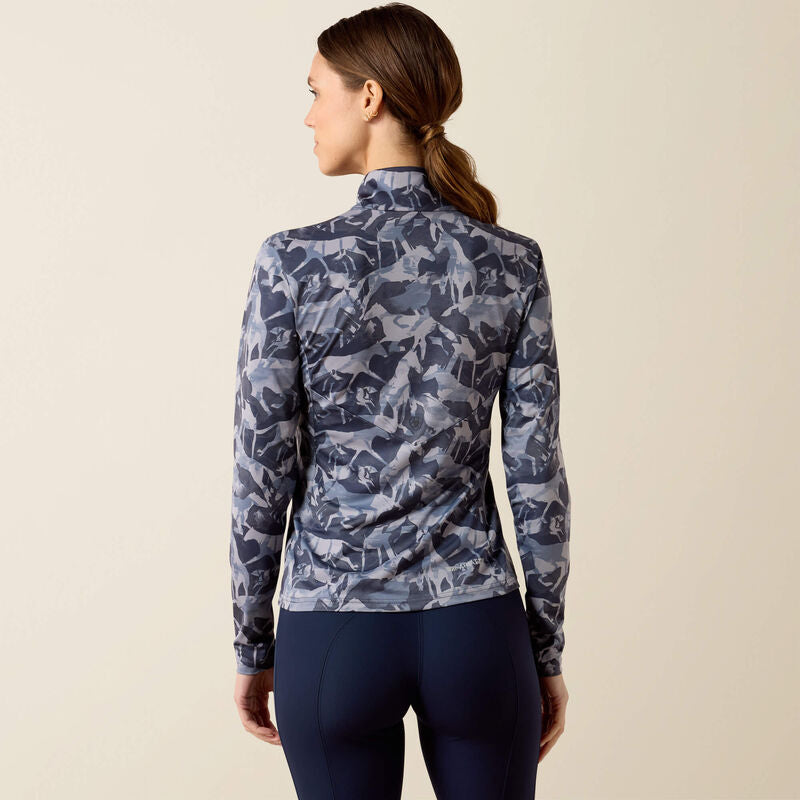 Ariat Lunaveil 1/2 Zip Baselayer in Polar Coincide Print, back view