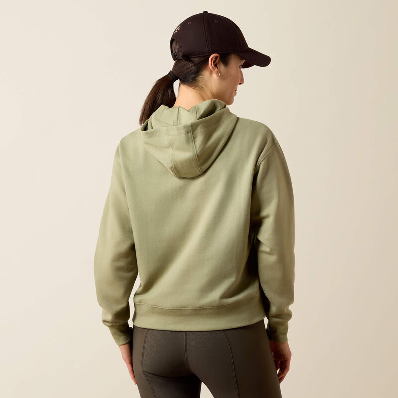 Ariat Martine Hood Sweatshirt in Oil Green, back view