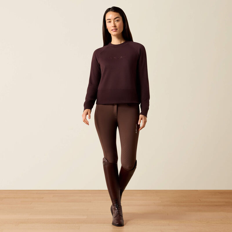Ariat Martine Sweatshirt in Chocolate Plum, full outfit view