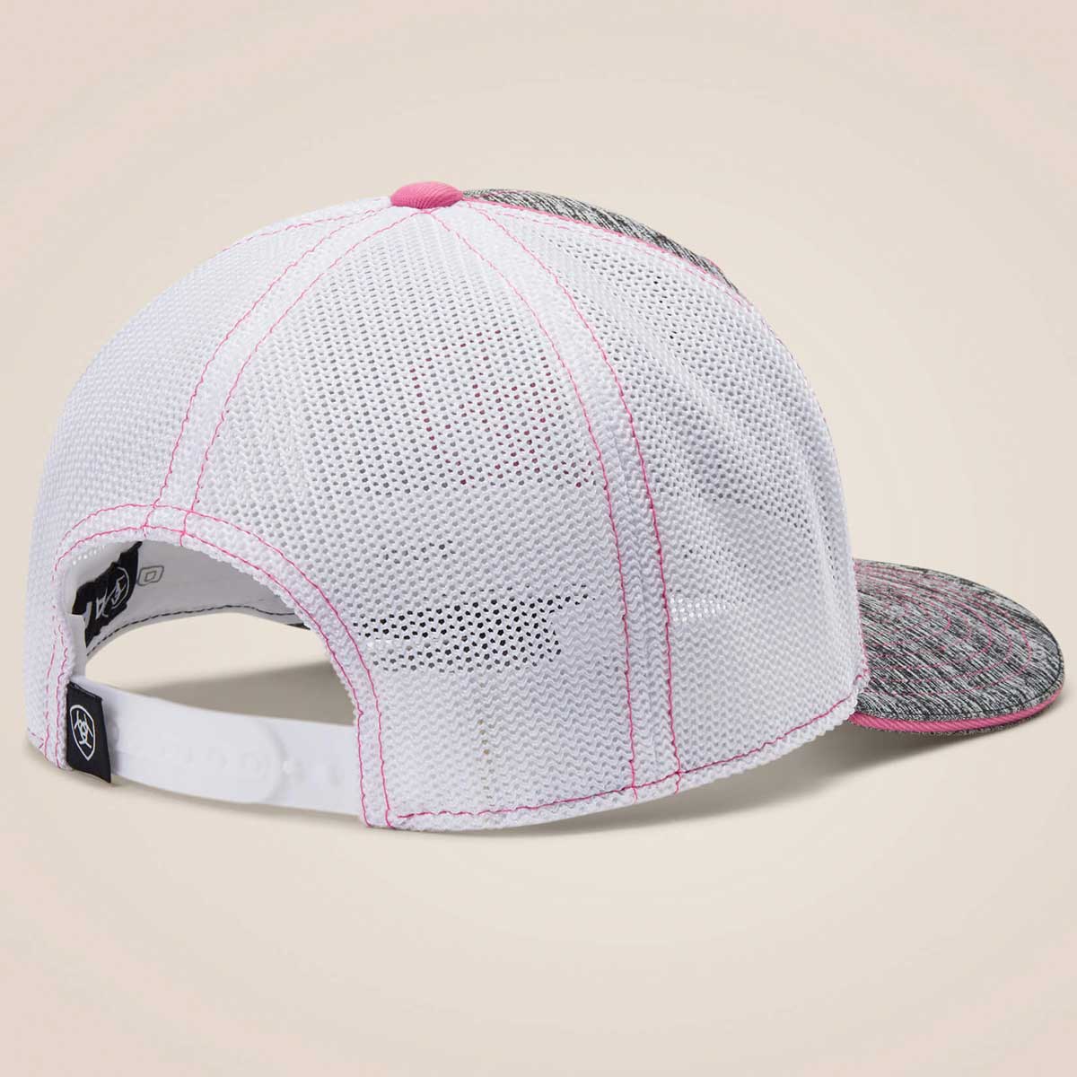 ARIAT Offset Shield Logo Trucker Cap - Women's - Grey / Pink