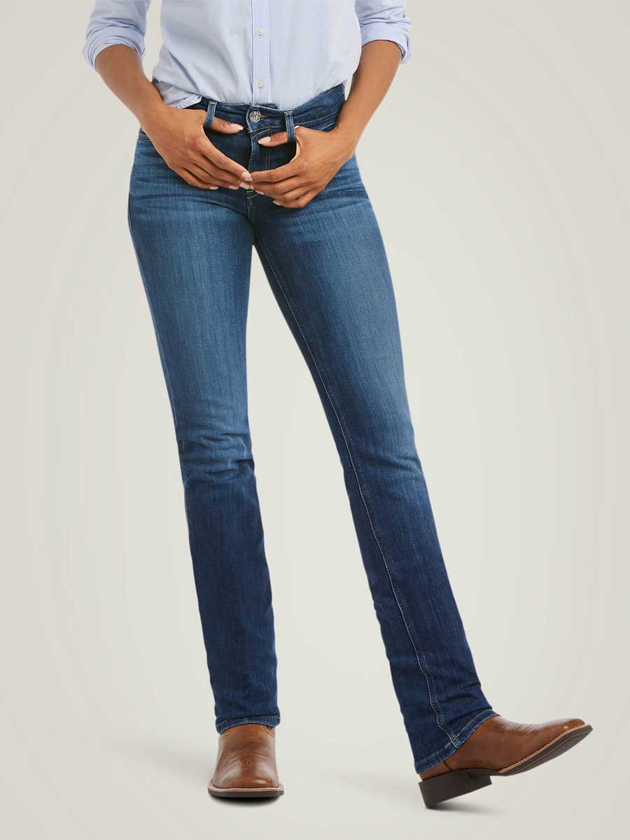 ARIAT Women's Real. Pr Zoe Flare Jean - Ripped Knee, Laser Details, Siren Jeans Wash