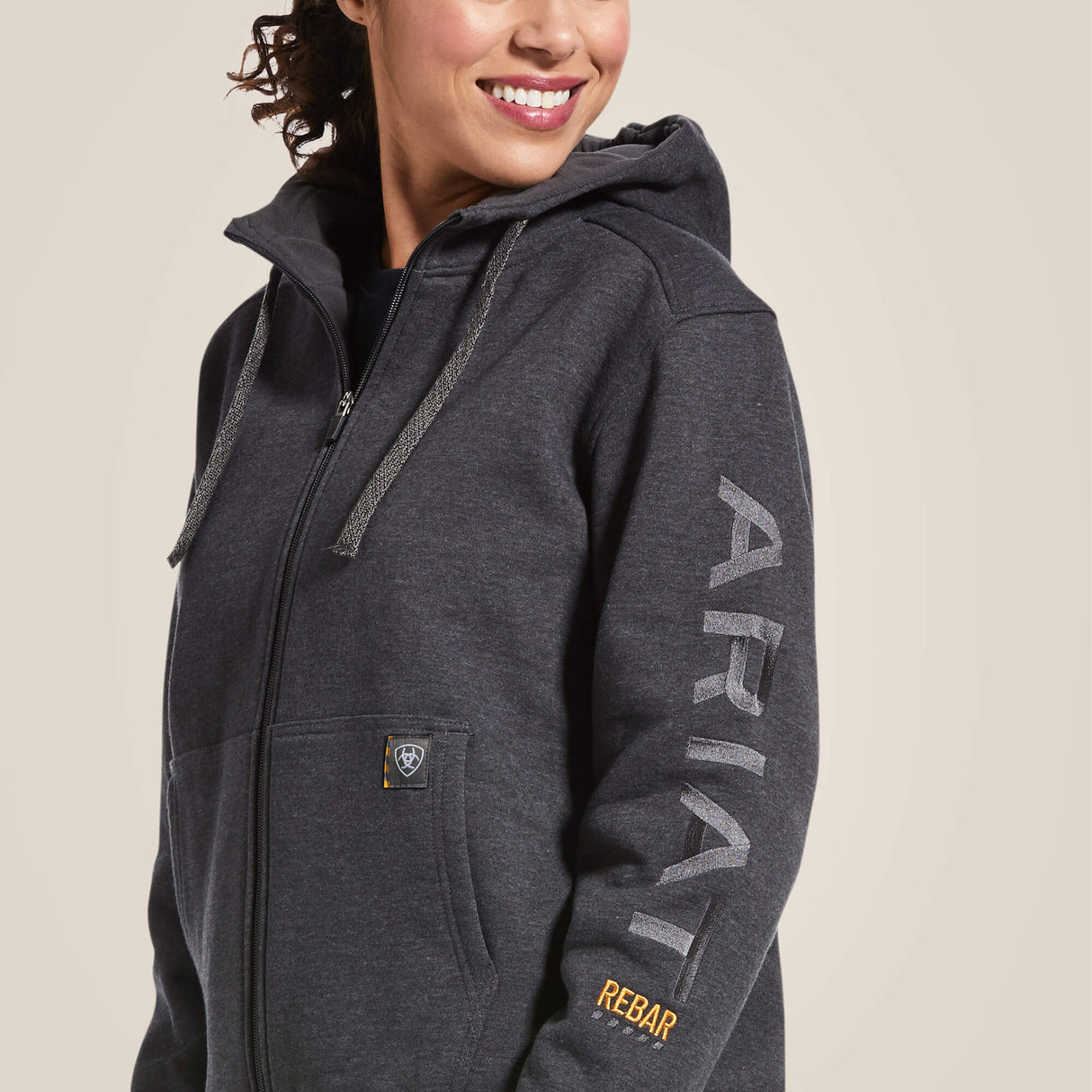 ARIAT Rebar All-Weather Full Zip Hoodie - Womens - Charcoal Heather Ariat