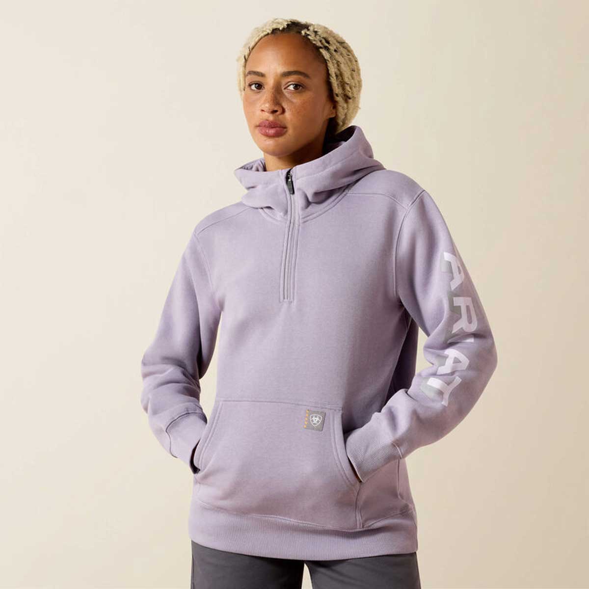 ARIAT Rebar Lightweight Logo Half-Zip Hoodie - Womens - Purple Ash / Thistle