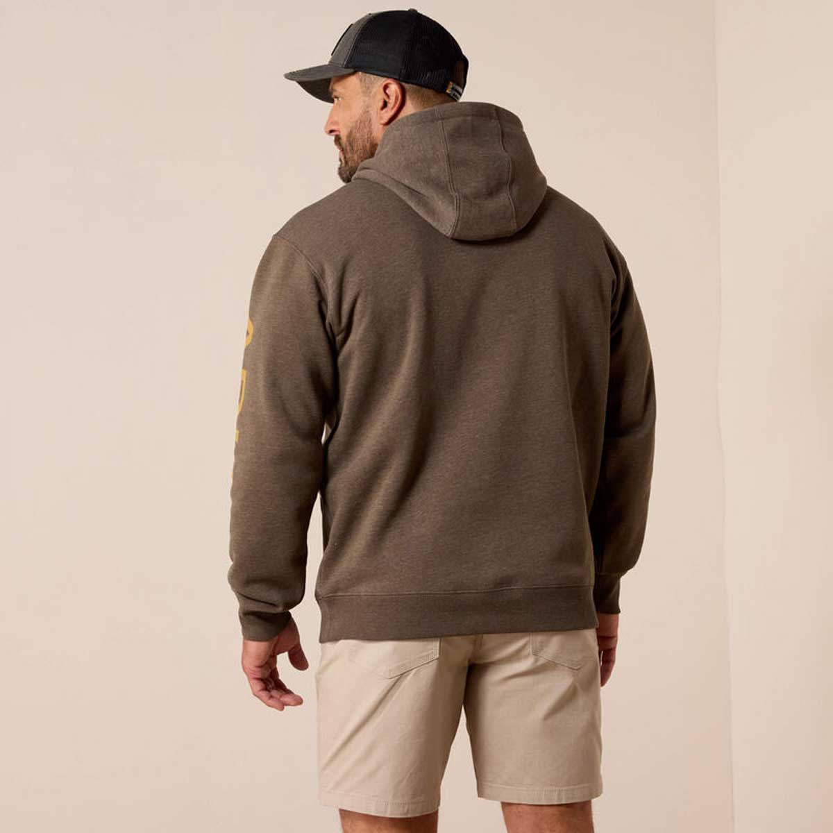 ARIAT Rebar Lightweight Logo Hoodie - Mens - Brown Heather / Wood Thrush