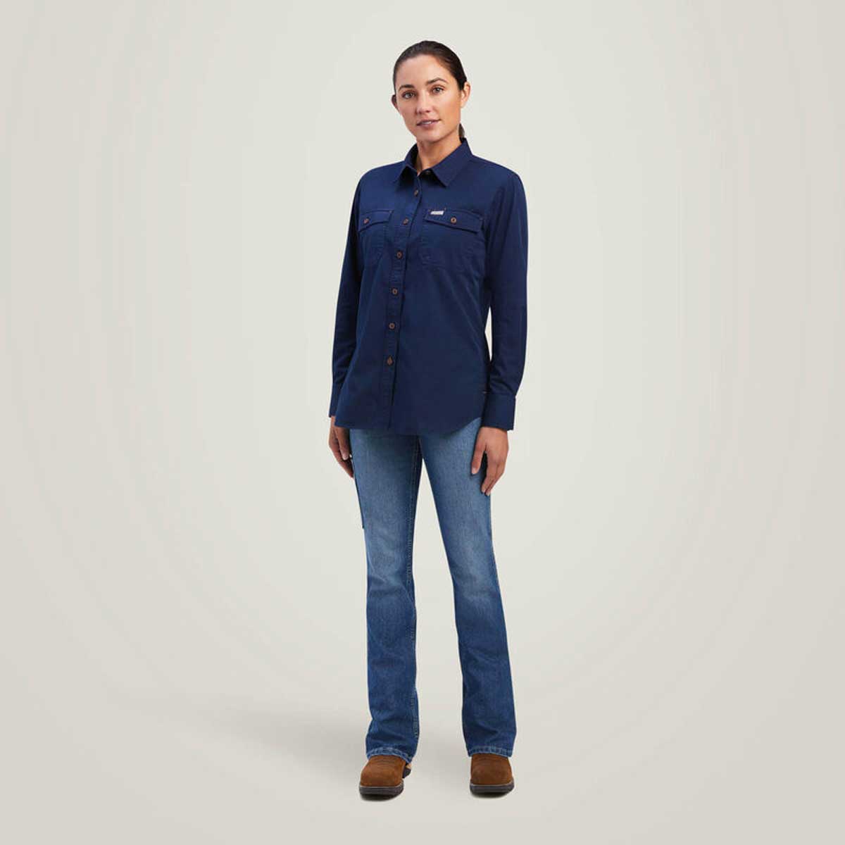 ARIAT Rebar Washed Twill Work Shirt - Womens - Navy