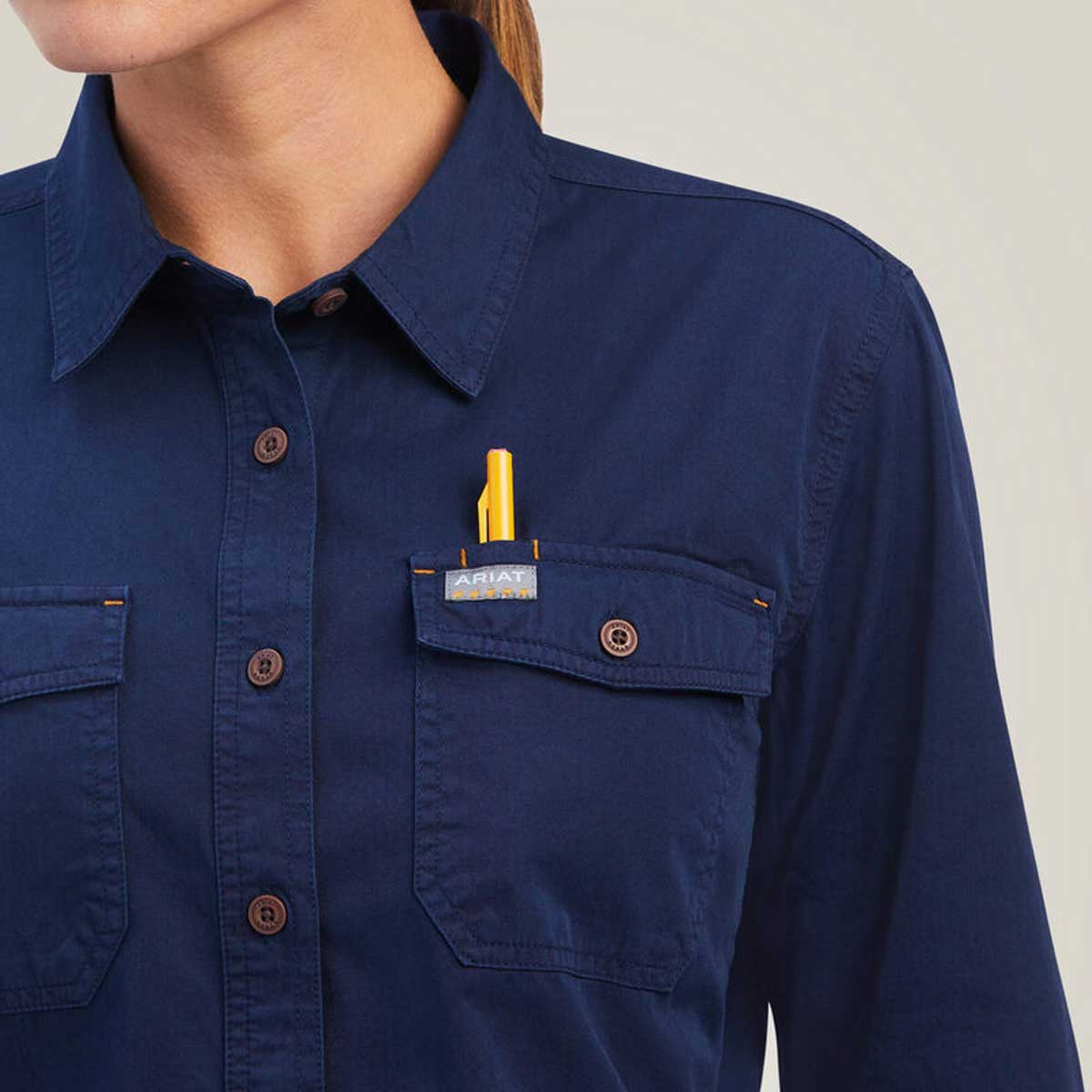 ARIAT Rebar Washed Twill Work Shirt - Womens - Navy