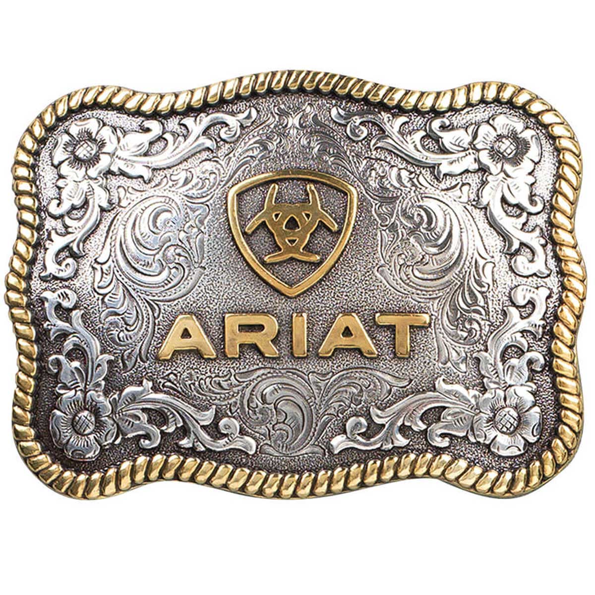 ARIAT Rectangular Edged Belt Buckle - Silver