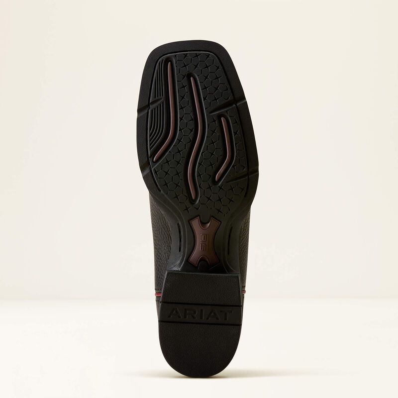Ariat Round Up Holly Wide Square Toe Western Boot in Obsidian / Fairy Berry, sole and tread view