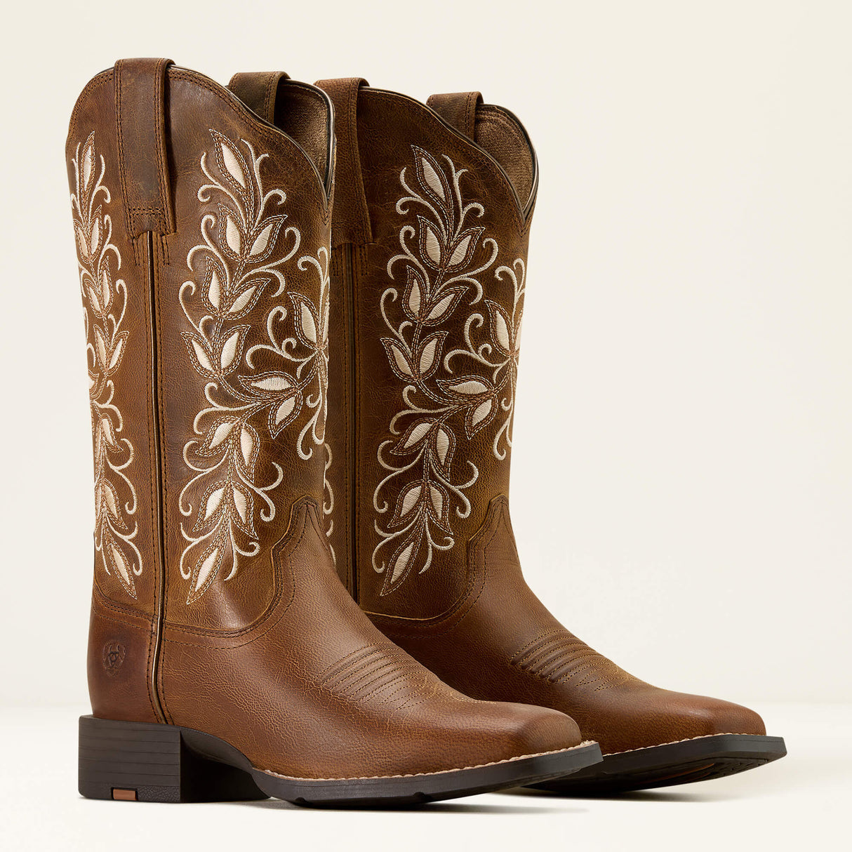ARIAT Round Up Holly Wide Square Toe Western Boots – Womens – Brown Pearl