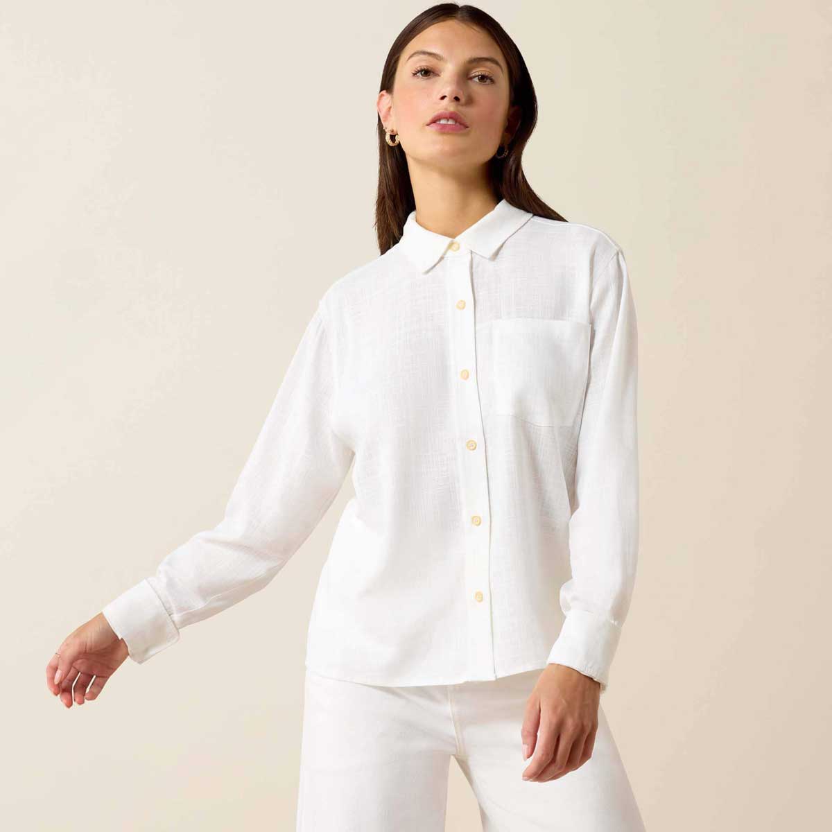 ARIAT Rudford Lightweight Linen Shirt - Womens - White