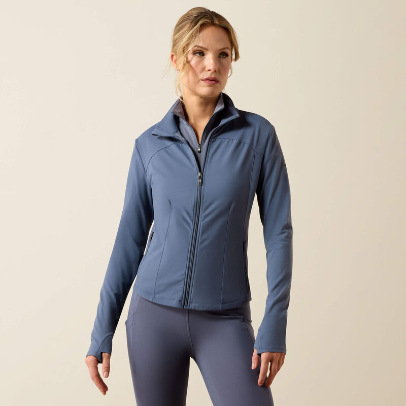 Ariat SolVeil Full Zip Sweatshirt in Grisaille, front view