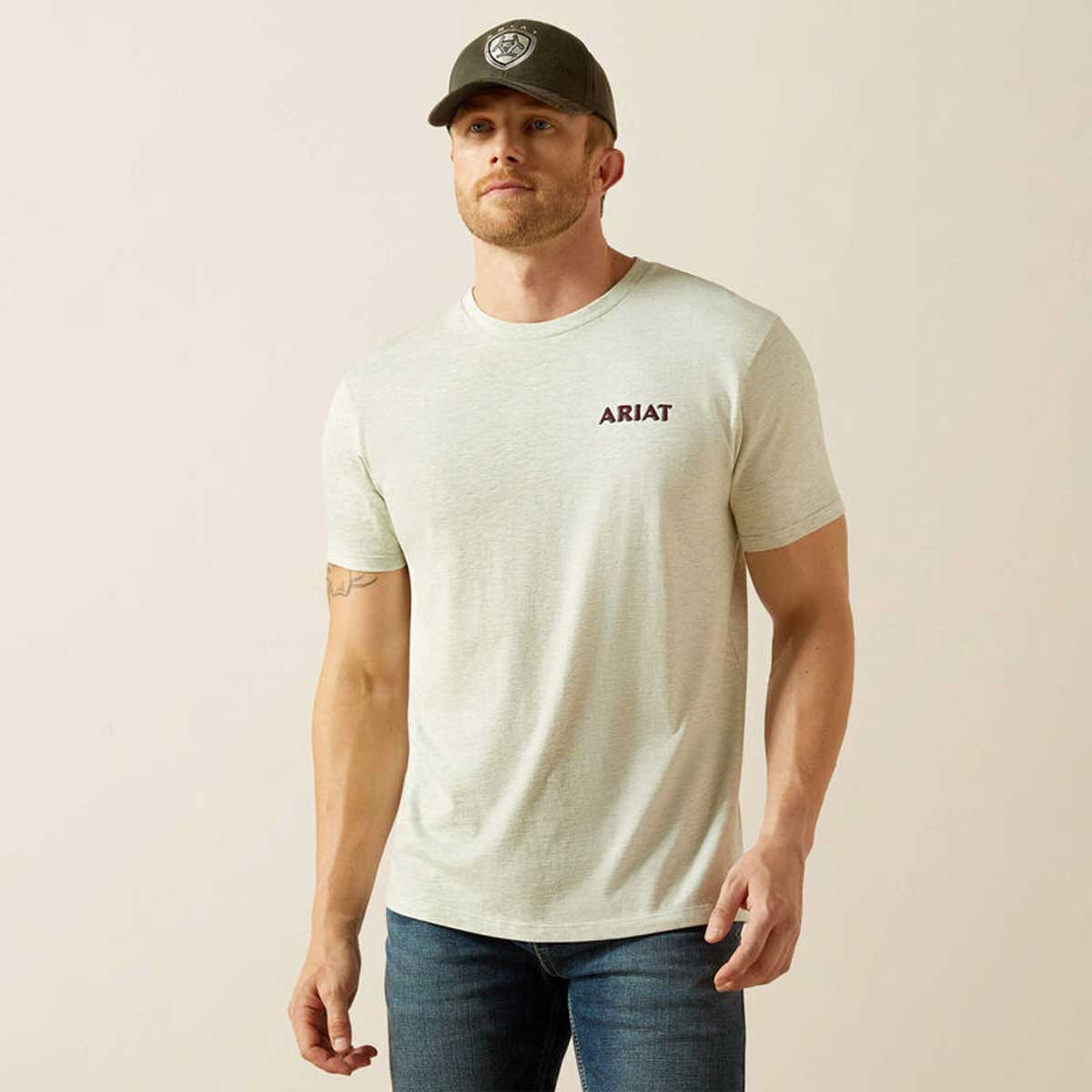 ARIAT Straight Shooter T-Shirt - Mens - Oatmeal Heather