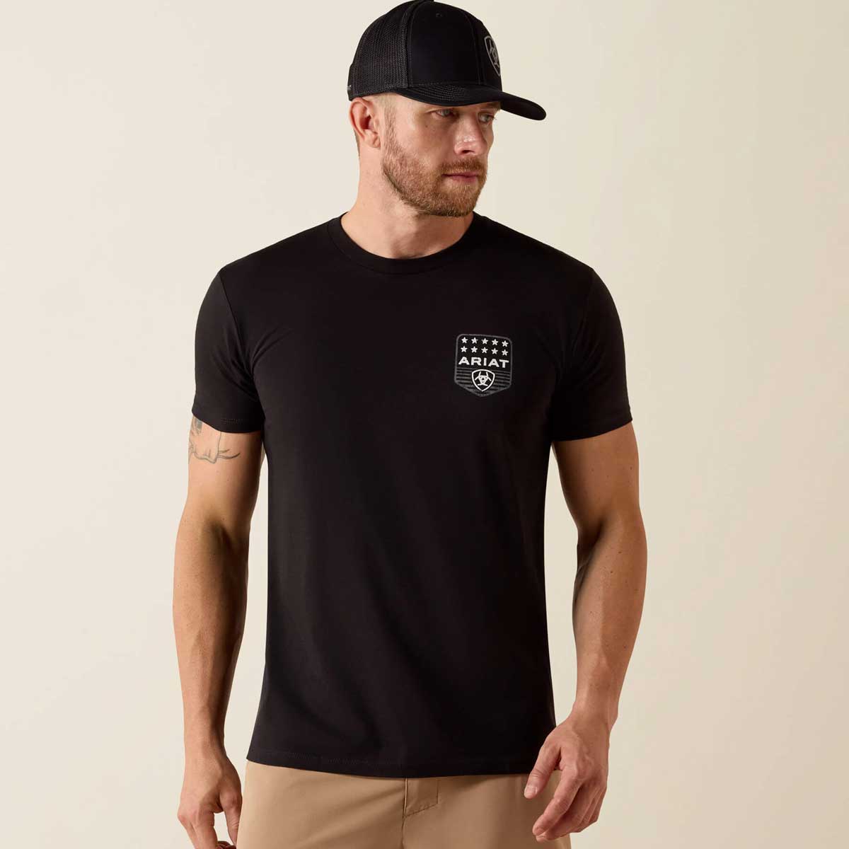 ARIAT Stripe Patriotic Badge T-Shirt - Mens - Black