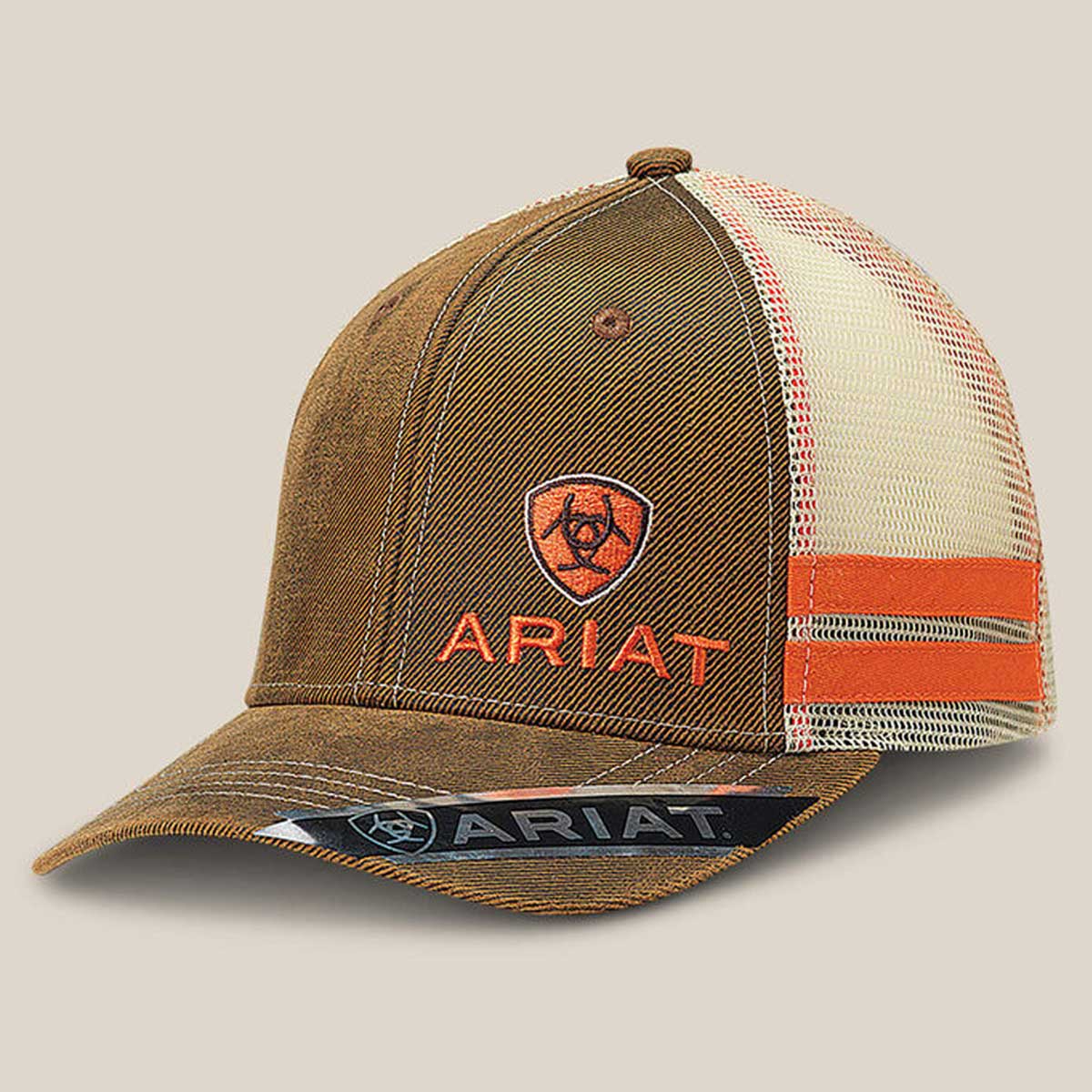 ARIAT Structured Logo Trucker Cap - Mens - Brown Oilskin