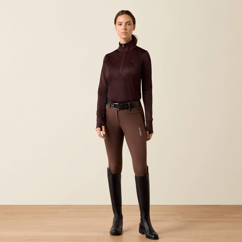 Ariat Team EQ 1/2 Zip Pullover in Chocolate Plum, full outfit view
