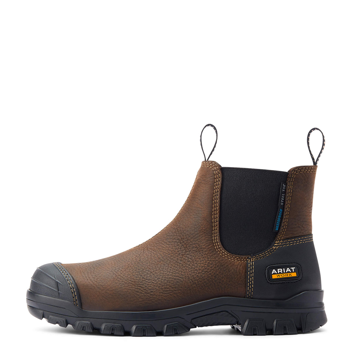 ARIAT Treadfast Chelsea Work Boots - Mens Waterproof Steel Toe Cap - Dark Brown Ariat