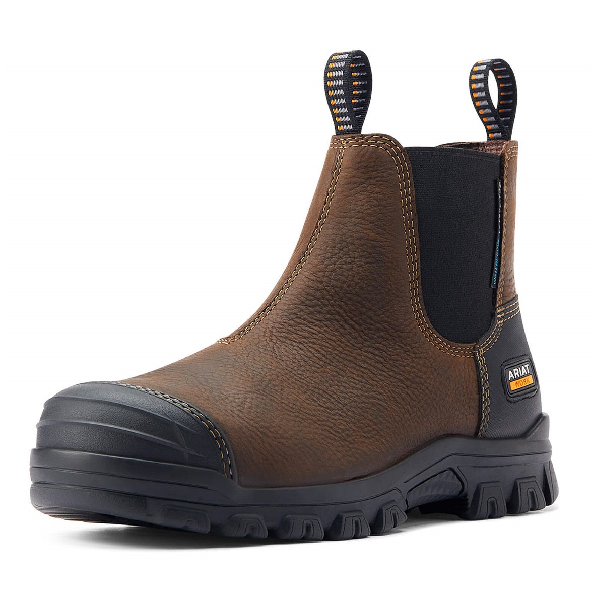 ARIAT Treadfast Chelsea Work Boots - Mens Waterproof Steel Toe Cap - Dark Brown Ariat