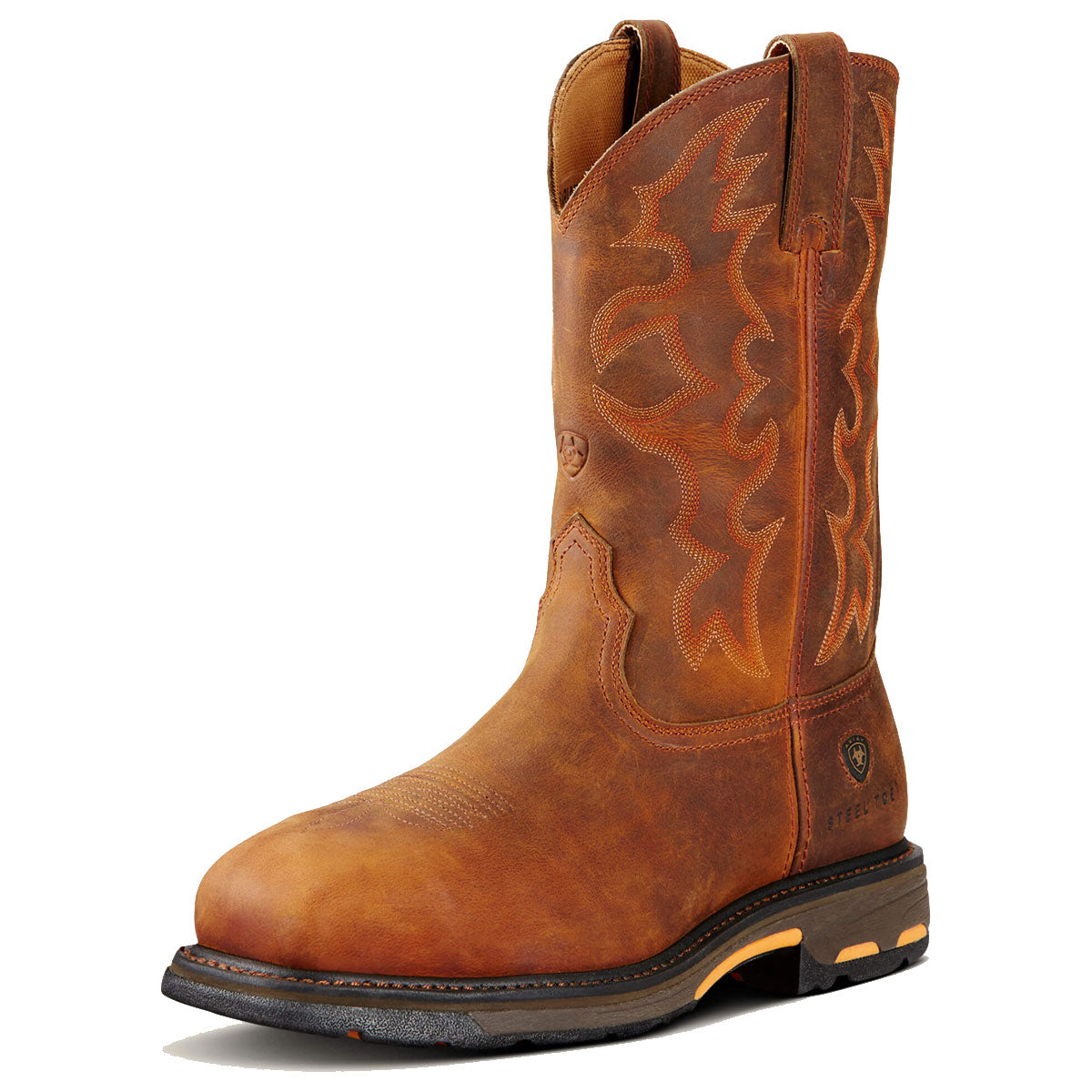 ARIAT Workhog Wide Square Toe Work Boots - Mens H2O Steel Toe Cap - Toast