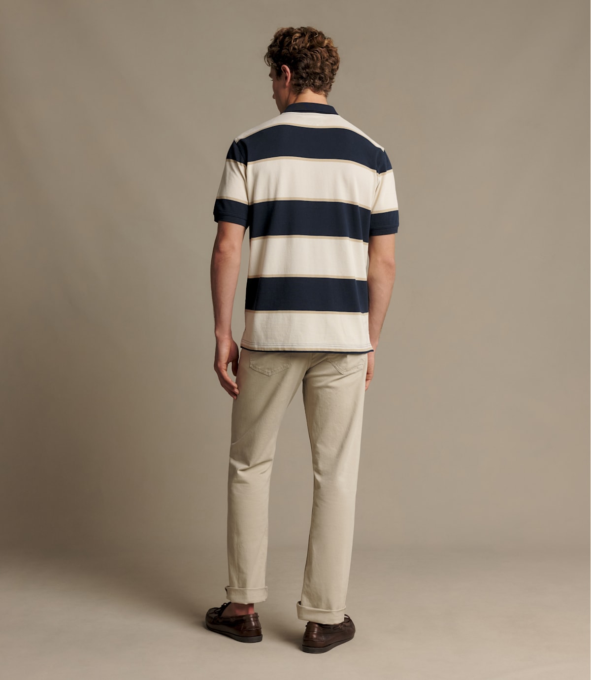 RM Williams Balmain Stripe Polo in Ecru/Navy - view 5