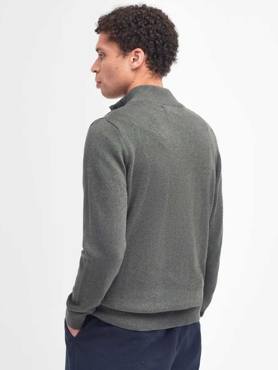 BARBOUR Cotton Half Zip - Mens - Olive Marl