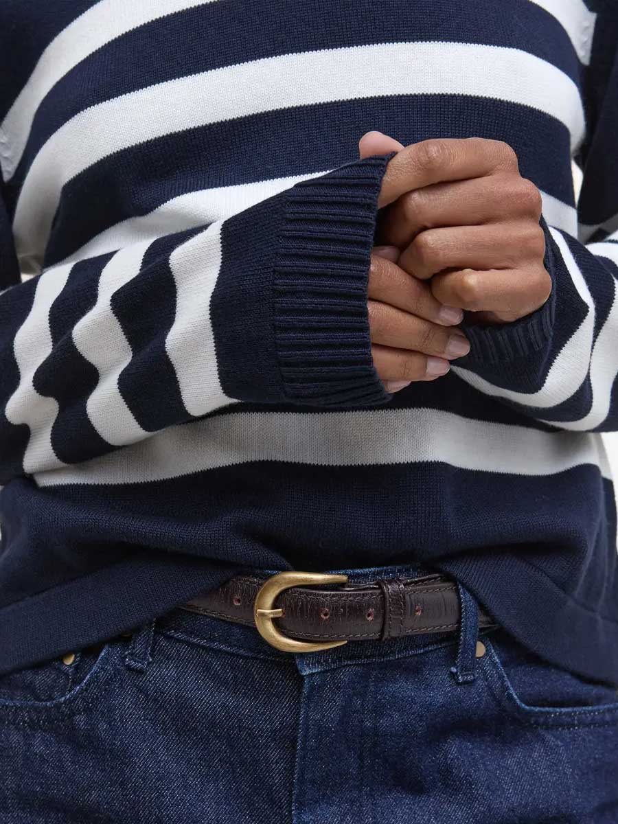 BARBOUR Demi Striped Crew Neck Jumper - Women's - Dark Navy Stripe