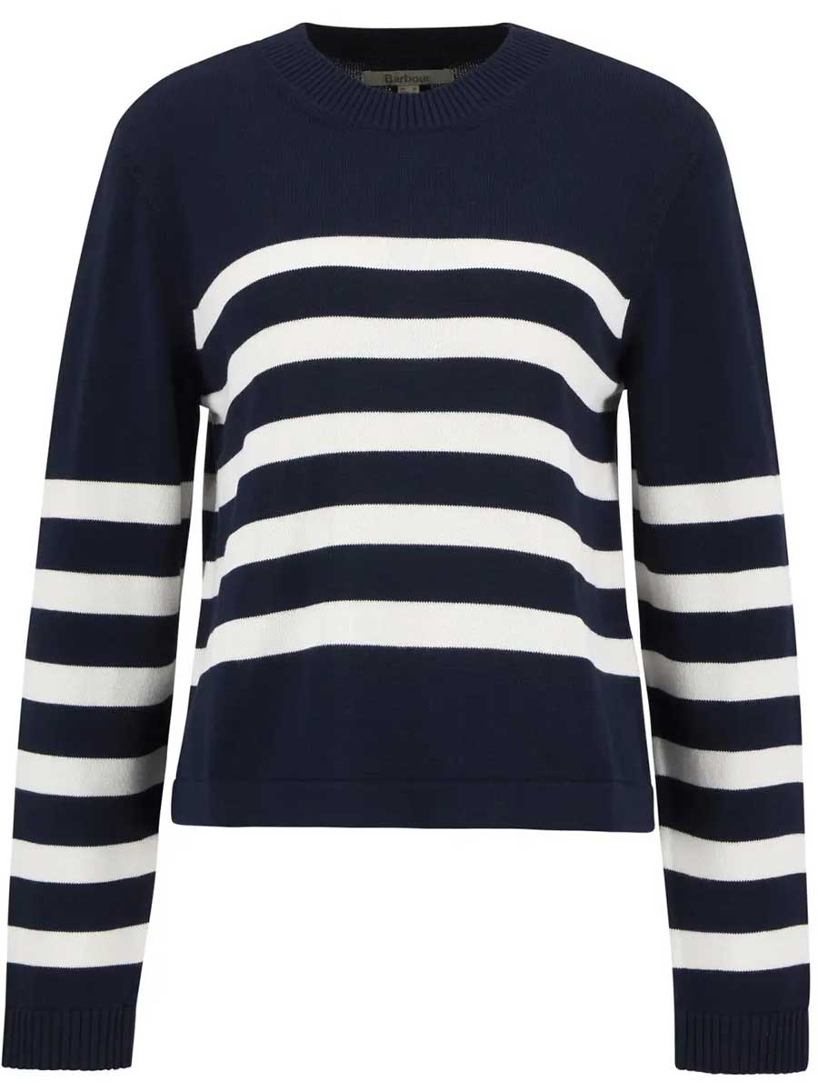 BARBOUR Demi Striped Crew Neck Jumper - Women's - Dark Navy Stripe