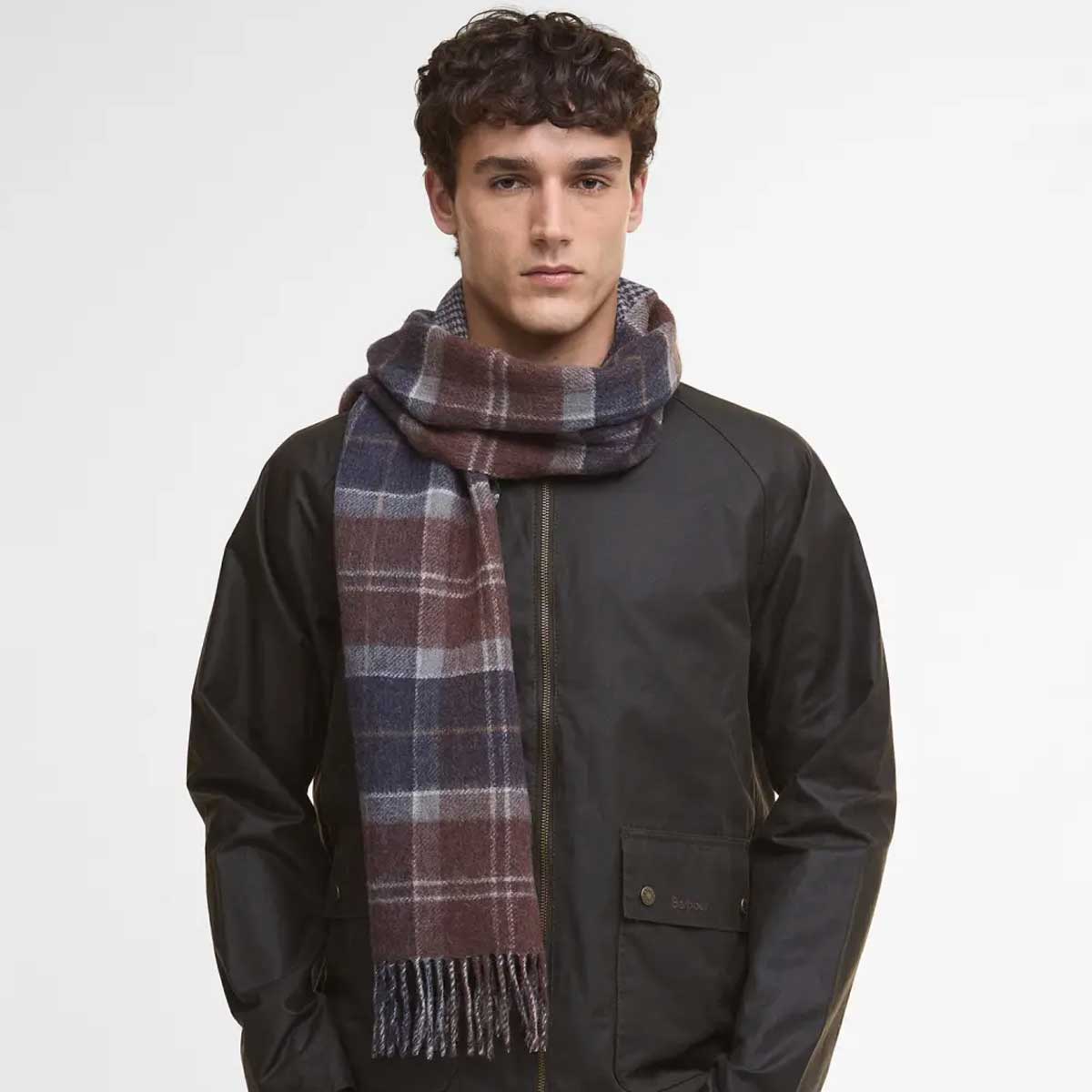 BARBOUR Dramside Reversible Lambswool Scarf - Midnight Oak Tartan