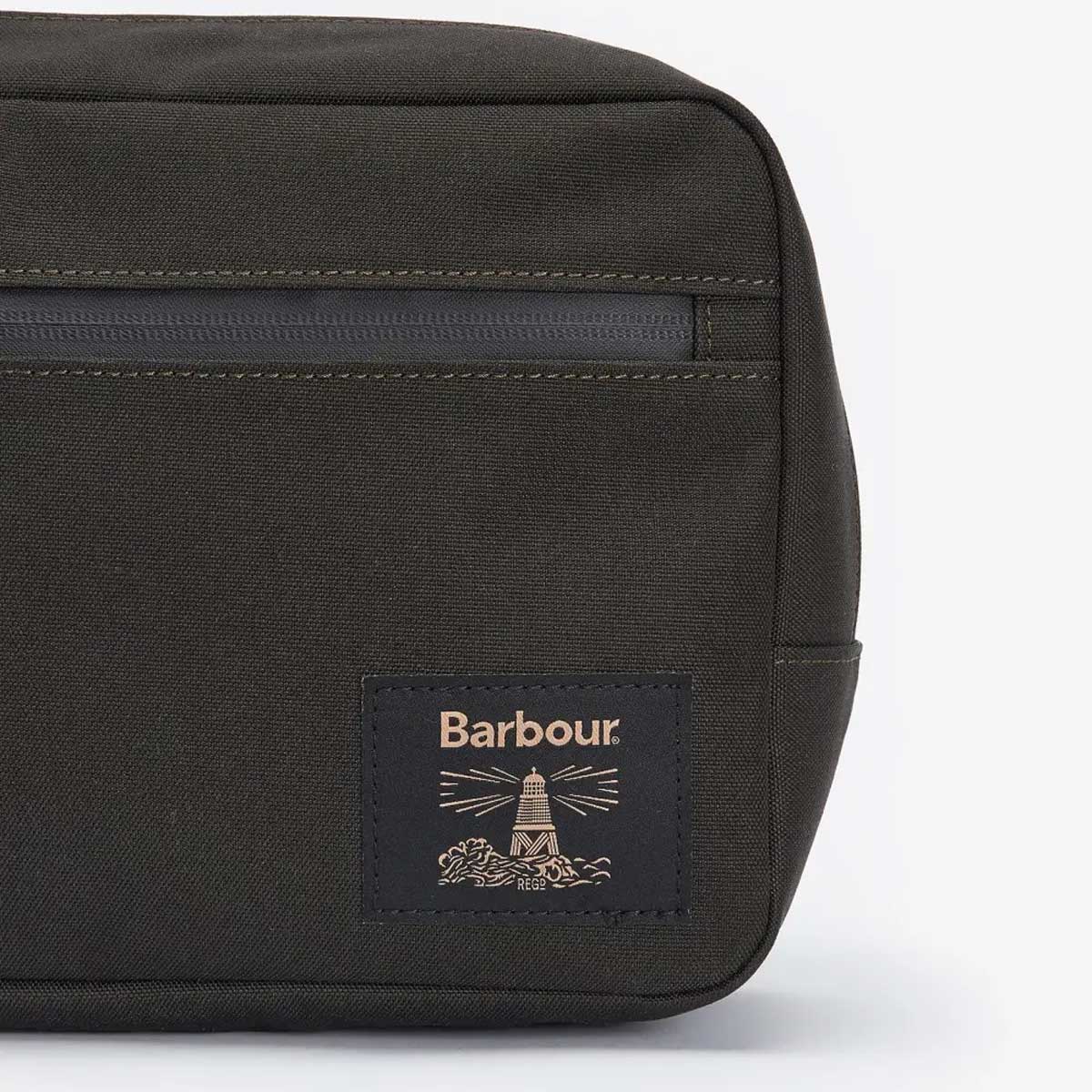 BARBOUR Field Canvas Washbag - Olive & Black