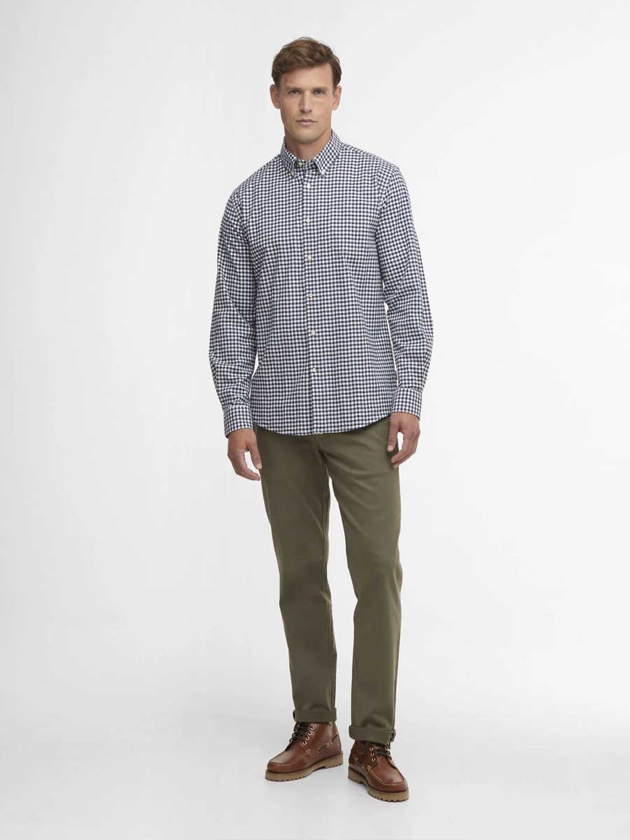 BARBOUR Gingham Aukside Regular Shirt - Mens - Navy