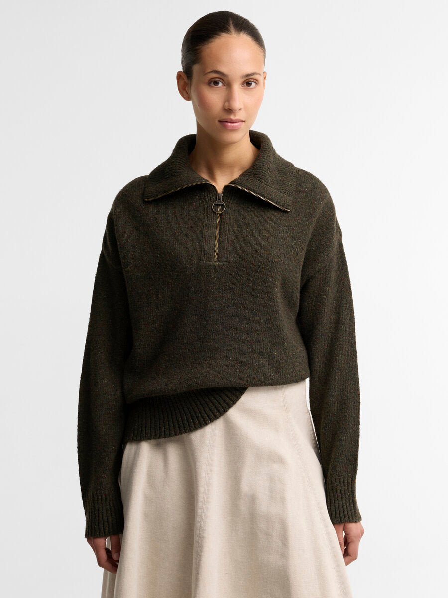 BARBOUR Lavensdale Quarter-Zip Jumper - Womens - Olive