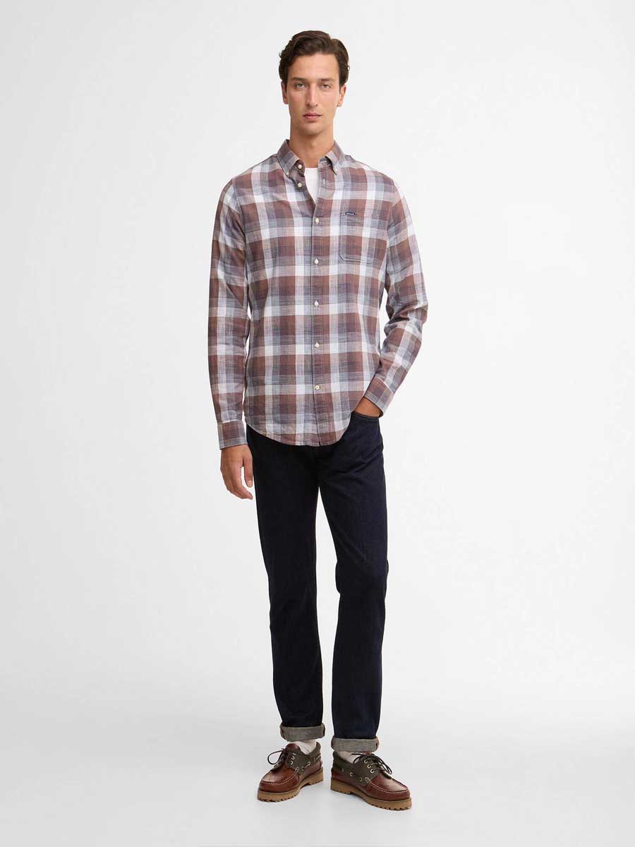 BARBOUR Men's Hillroad Tailored Long-Sleeved Shirt - Peppercorn