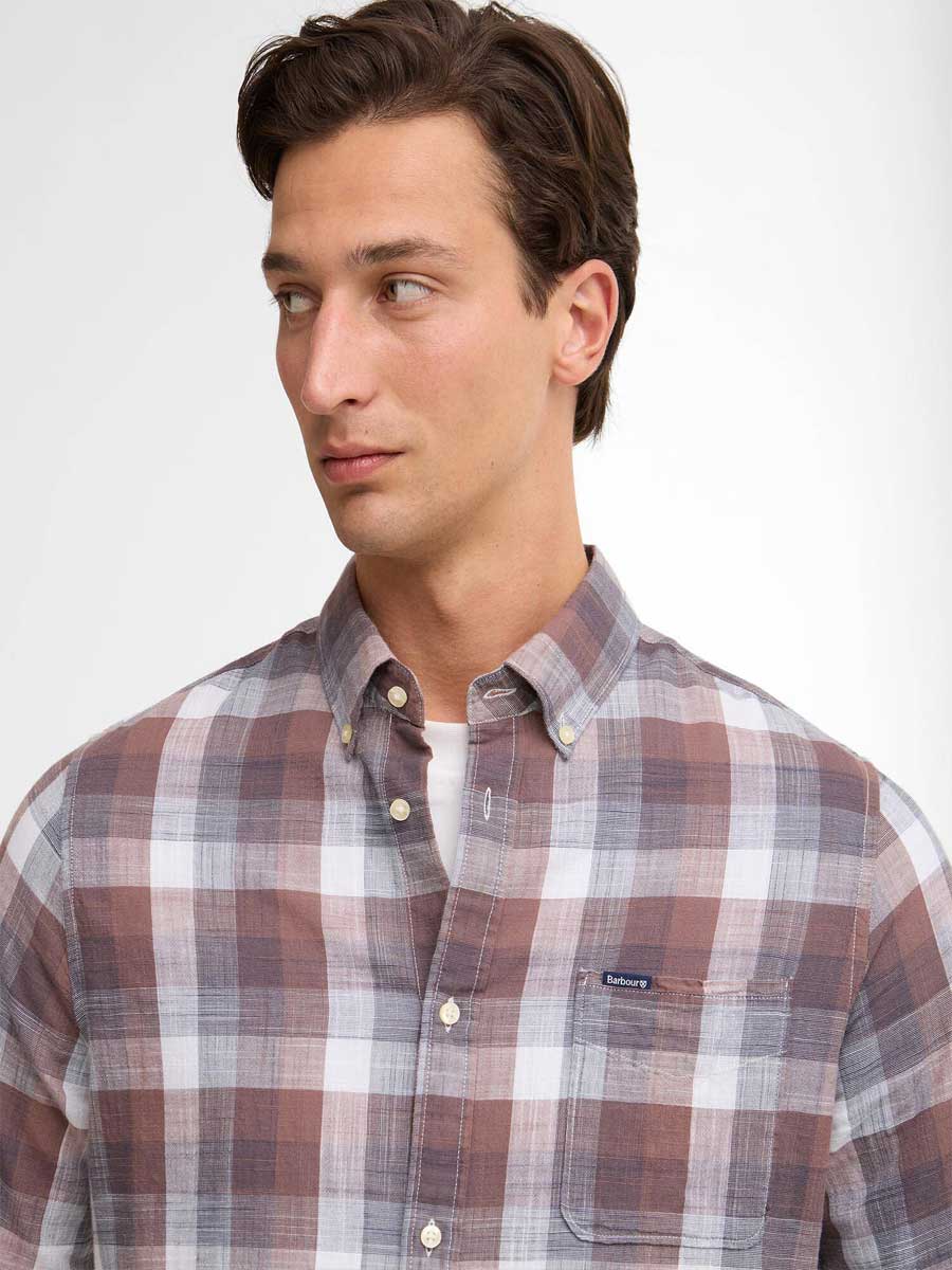 BARBOUR Men's Hillroad Tailored Long-Sleeved Shirt - Peppercorn