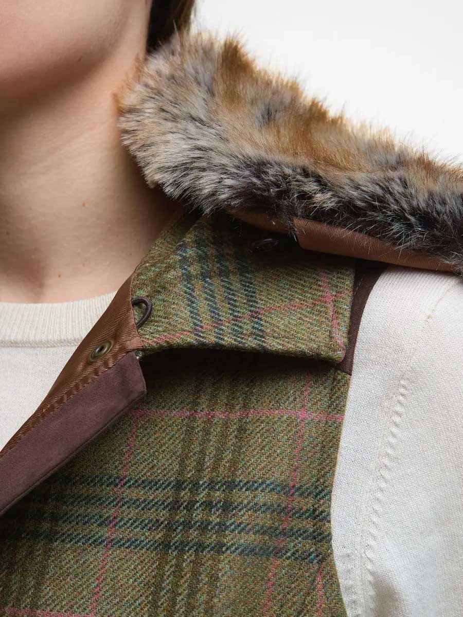 BARBOUR Rosemary Wool Faux-Fur Collar Gilet - Women's - Arabesque / Brown