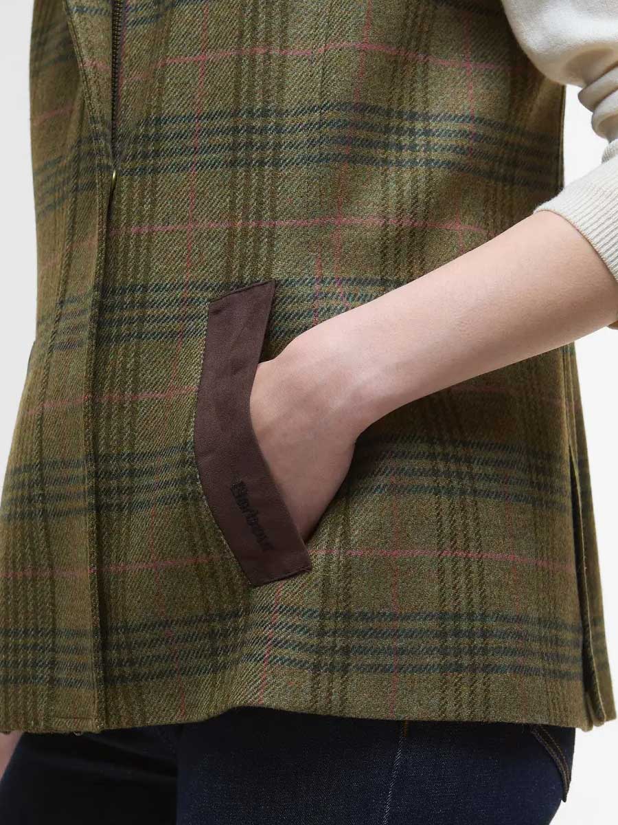 BARBOUR Rosemary Wool Faux-Fur Collar Gilet - Women's - Arabesque / Brown