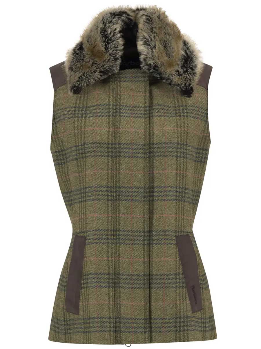 BARBOUR Rosemary Wool Faux-Fur Collar Gilet - Women's - Arabesque / Brown