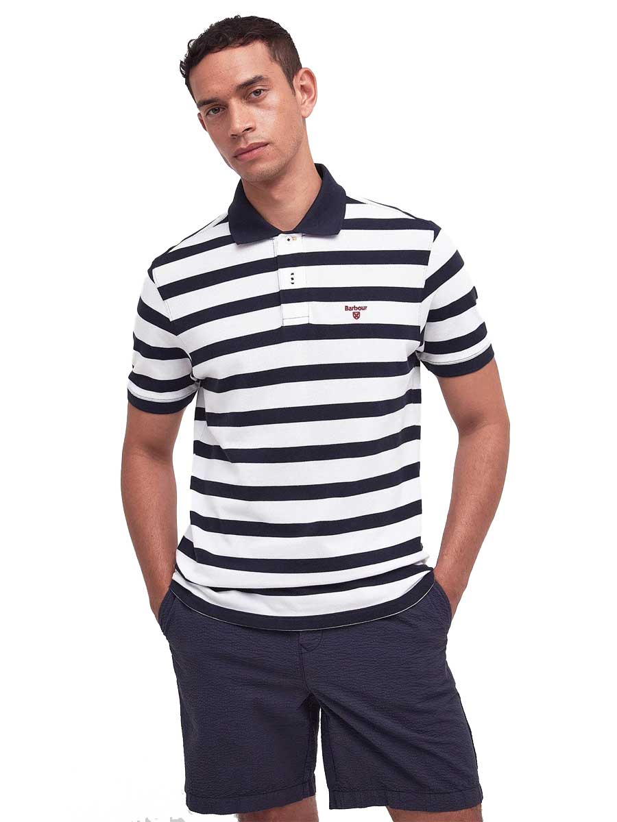 BARBOUR Striped Sports Polo Shirt - Men's - Classic Navy