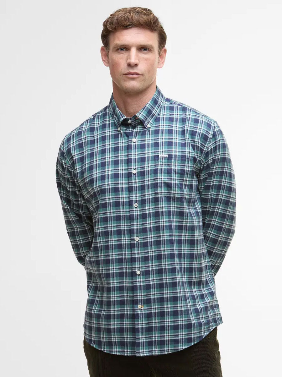 BARBOUR Turville Regular Long-Sleeved Checked Shirt - Mens - Mallard Green