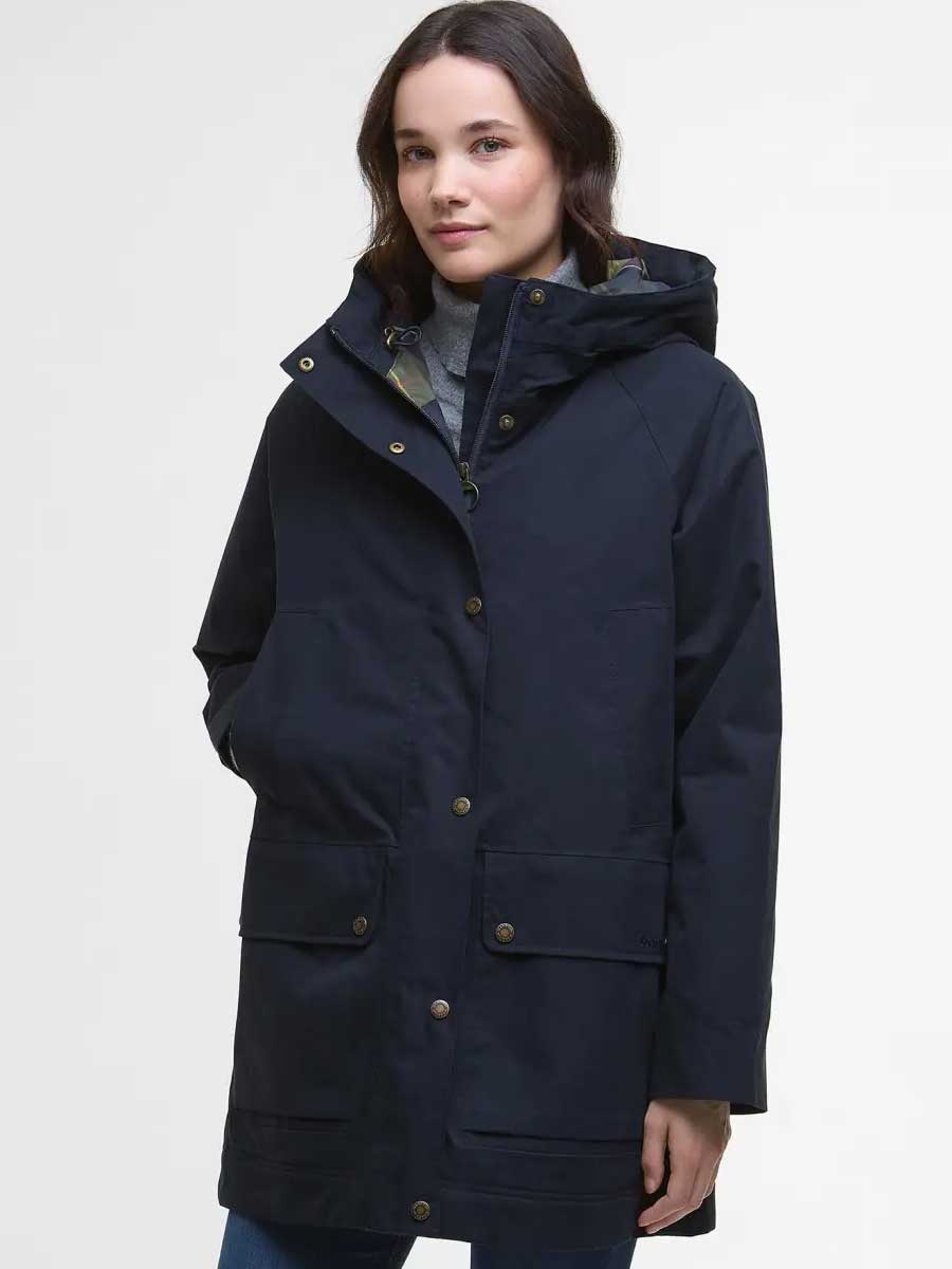 BARBOUR Winter Beadnell Waterproof Jacket - Women's - Deep Navy / Classic Tartan