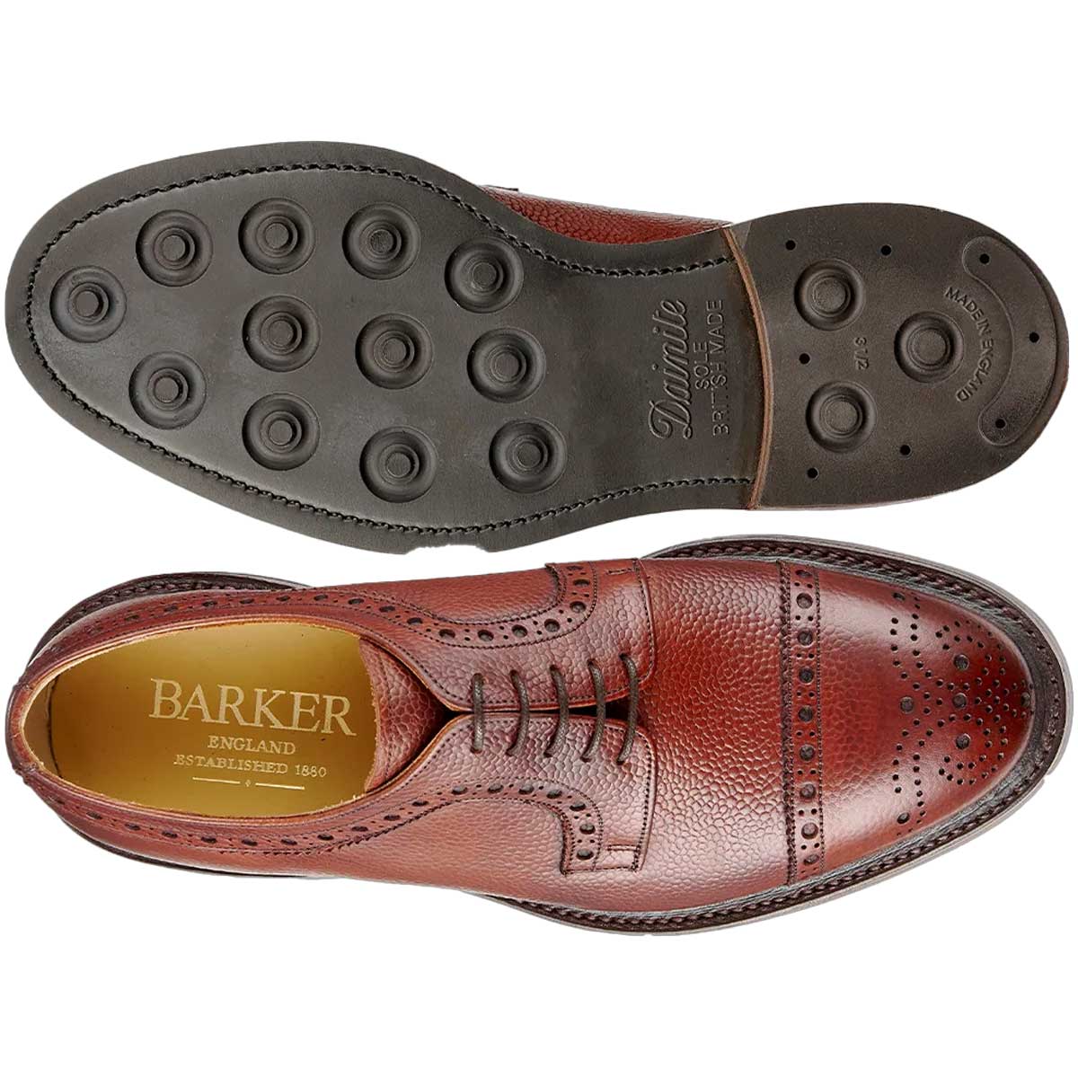 BARKER Keswick Shoes - Mens Brogues - Cherry Grain