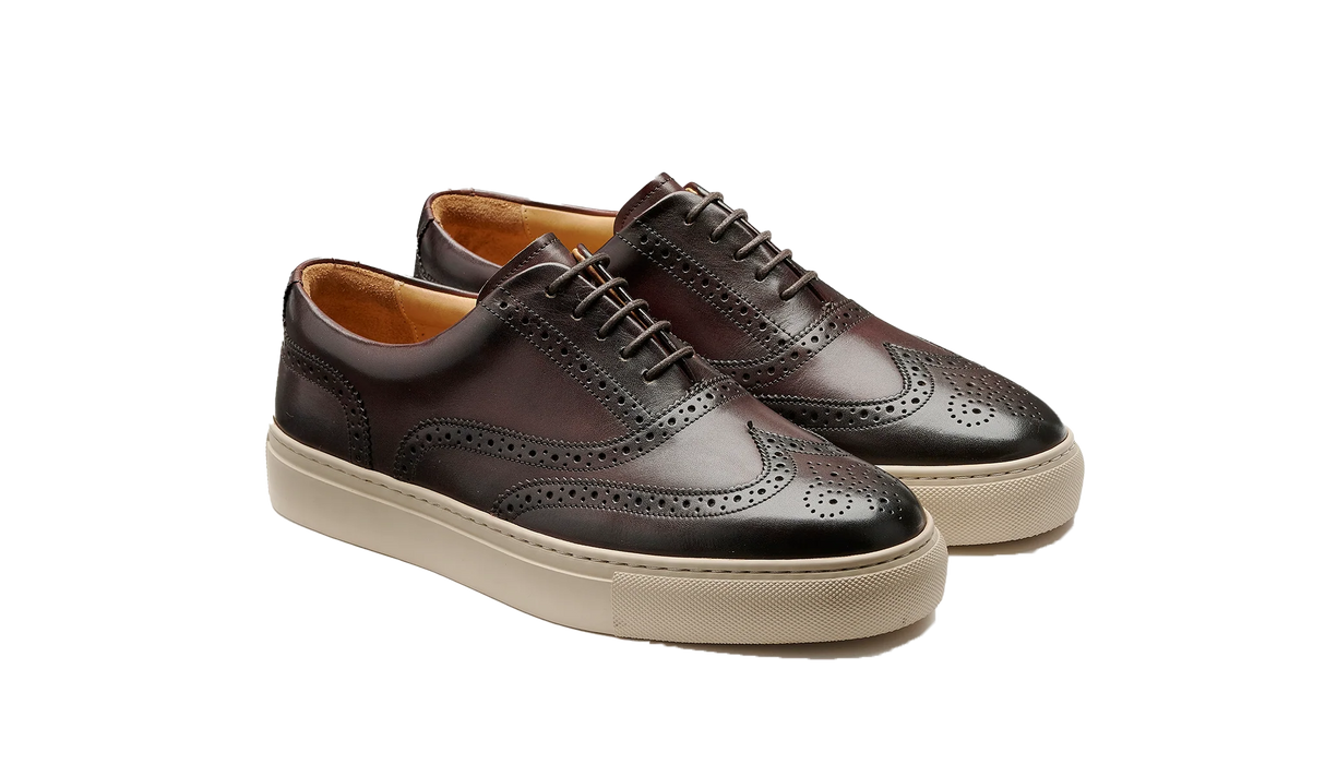 BARKER Owen Shoes - Men's Brogue Sneaker - Mocha Calf