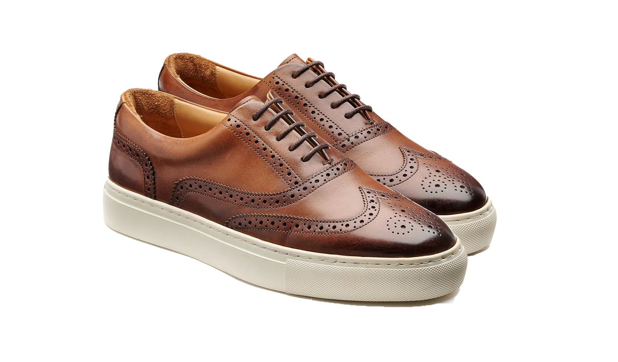 BARKER Owen Shoes - Men's Brogue Sneaker - Walnut Calf