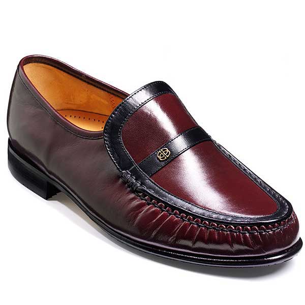 Barker Shoes - Jefferson Burgundy/Black Kid Leather - Moccasin
