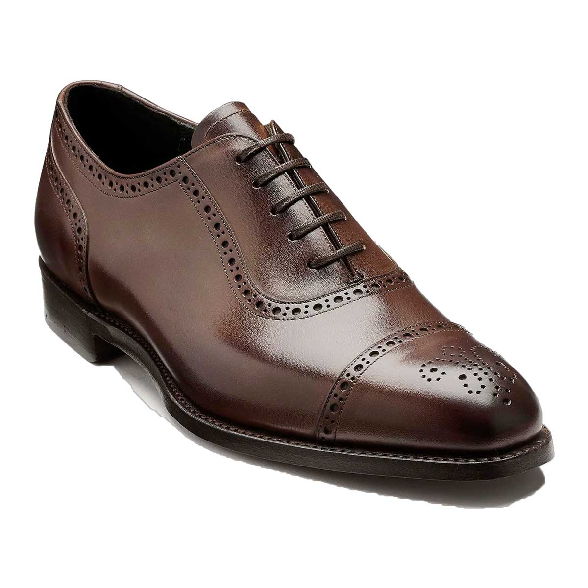 BARKER Warwick Shoes - Mens Oxford Brogues - Dark Walnut Calf