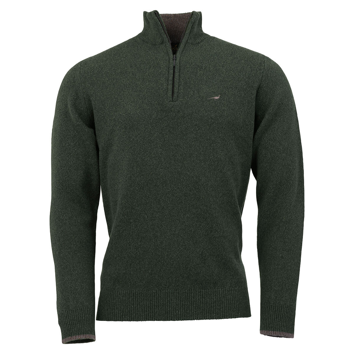 LAKSEN Brompton Zip Neck Lambswool Sweater - Mens - Loden