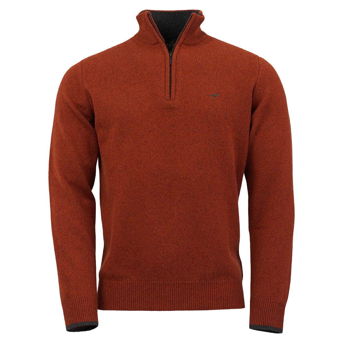 LAKSEN Brompton Zip Neck Lambswool Sweater - Mens - Tile