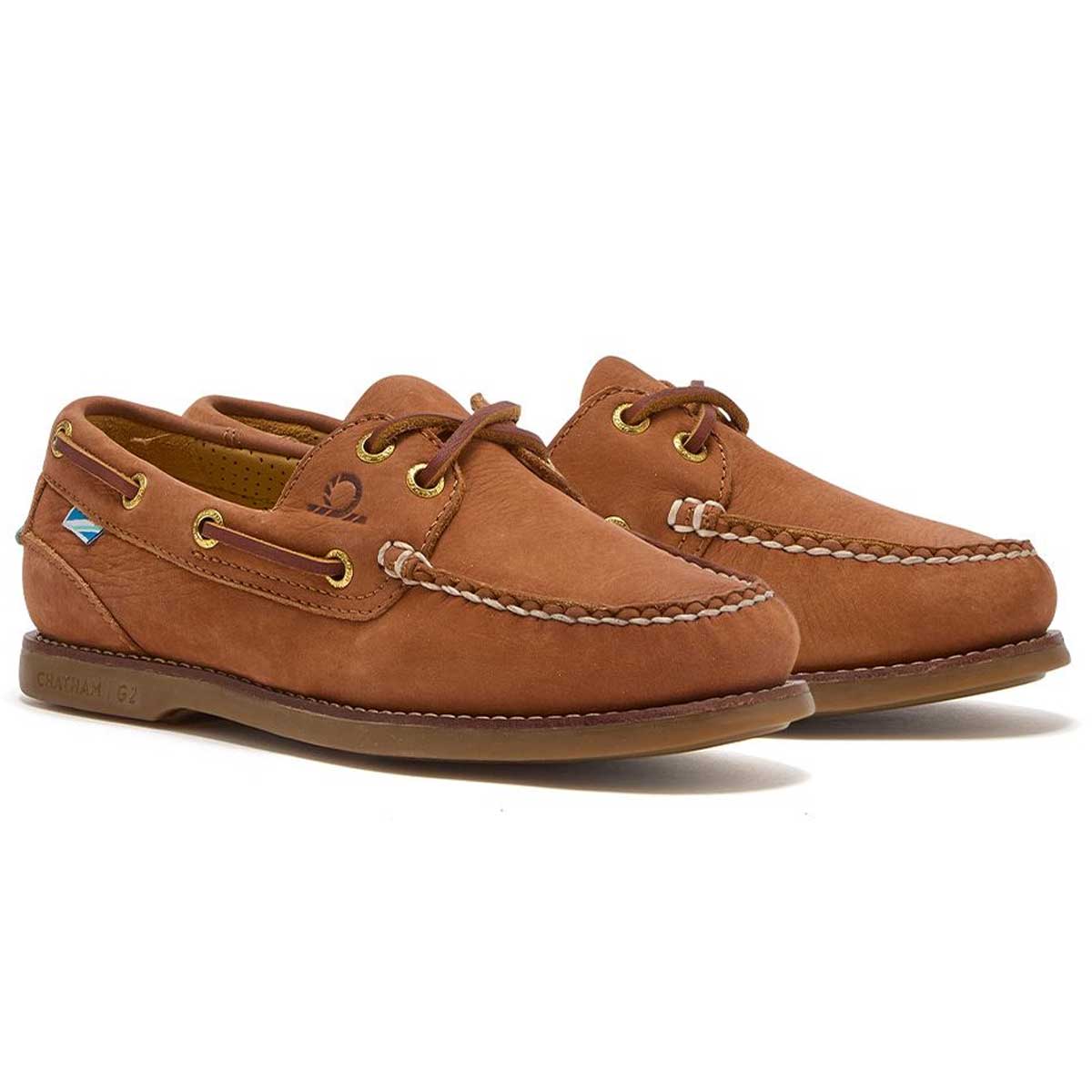 CHATHAM Ladies Lyme G2 Leather Boat Shoes - Tan