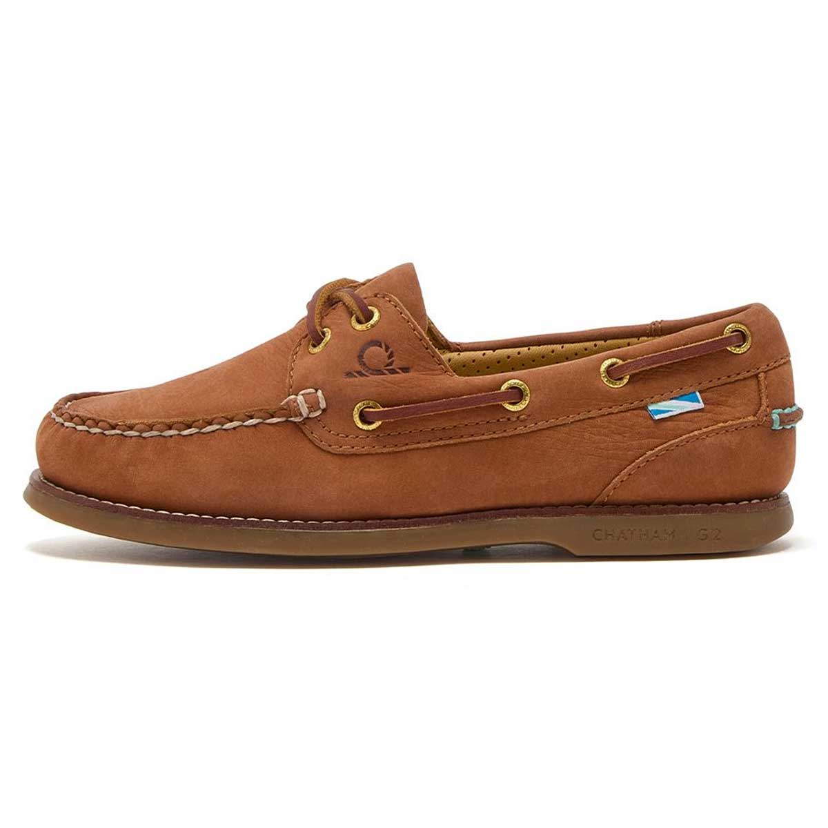 CHATHAM Ladies Lyme G2 Leather Boat Shoes - Tan
