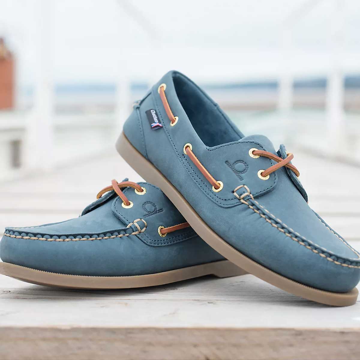 CHATHAM Mens Deck II G2 Leather Boat Shoes - Blue
