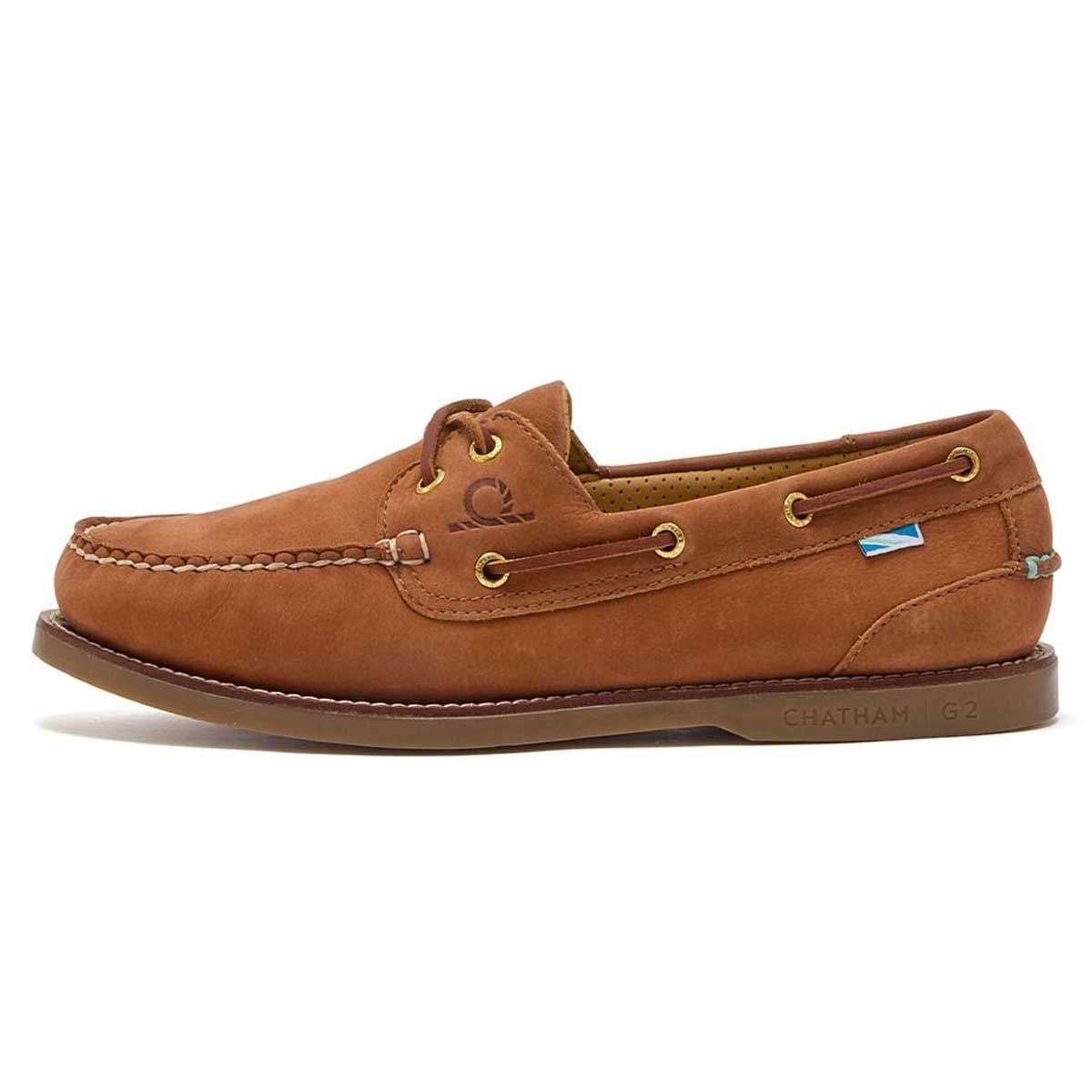 CHATHAM Mens Lyme G2 Leather Boat Shoes - Tan